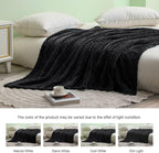 Exclusivo Mezcla Fleece King Size Blanket for Bed, 90x104 Inches Soft Cozy Jacquard Flannel Blankets, Lightweight Fuzzy Plush Warm for Women, Black