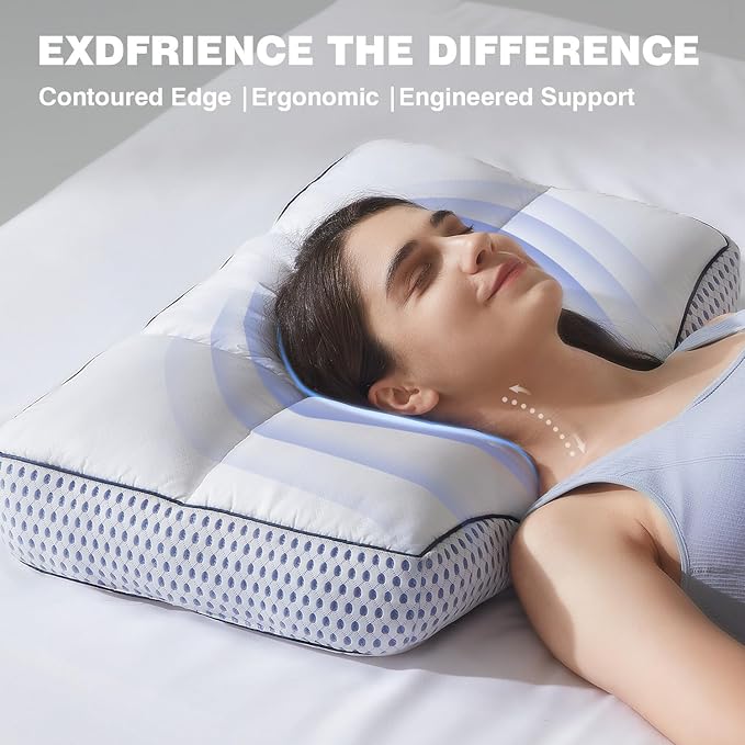 Glaciman Shredded Memory Foam Pillow for Side & Back Sleepers - Firm Ergonomic Pillow for Neck Pain Relief - Machine Washable, Breathable Cooling Mesh Gusset, King (15"x33"x4"), Pack of 1