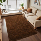 Macgace Fluffy Area Rugs for Bedroom Decor Aesthetic, 3x5 Brown Shag Rug with Non-Slip Dots for Living Room, Furry Plush Mat Washable Fuzzy Carpet Modern Home Decor for Kids Nursery Teens Room