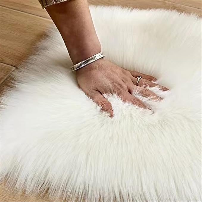 Lifup Soft Round Shaggy Rug, Faux Fur Area Rug, Fluffy Plush Carpets Circle Rugs for Living Room Fuzzy Rugs for Bedroom Under Dining Table Home Office Decor Gold 3x3 Feet