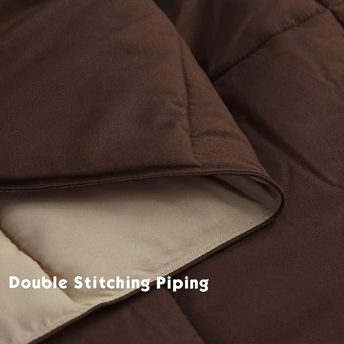 HIG 3pc Down Alternative Comforter Set - All Season Reversible Comforter with Two Shams - Quilted Duvet Insert with Corner Tabs - Box Stitched - Super Soft, Fluffy (King/Cal King, Chocolate)