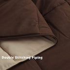HIG 3pc Down Alternative Comforter Set - All Season Reversible Comforter with Two Shams - Quilted Duvet Insert with Corner Tabs - Box Stitched - Super Soft, Fluffy (King/Cal King, Chocolate)