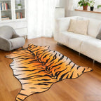 Tiger Print Area Rug, Tiger Rugs 4.6x5.2 Feet Western Rug Non-Slip Animal Print Skin Faux Cashmere Carpet for for Living Room Bedroom Home Decor