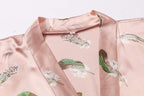 Valennia Women Long Silky Bathrobe Satin Kimono Robe Floral Printed Dressing Gown Sleepwear