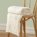 Aormenzy Cable Knit Throw Blankets 90 x 90 Inches, Soft Cozy and Lightweight Knitted Blanket, Machine Washable Acrylic Blanket, Decorative Throw Blanket for Couch Sofa Bed, Cream White