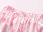 Beezizac Little & Big Girls Satin Silky Button Pajama Summer Short Sleeves Set Trendy Outfit Kid Size 6-16