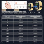 Ring Health Tracker for Women Men, Fit Ring with Heart Rate, Blood Oxygen, Sleep Monitor, Calories, Step Counter, IP68 Waterproof Smart Ring for iPhone & Android, No Subscription Fee (Gold, 7#)