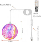 Plug in Pendant Light Fixtures Hanging Ceiling Lamp 16.4ft Cord,7in Colorful Hanging Moon Lamp Galaxy Lamp for Kids Bedroom,Led Moon Light Gift for Girls&Boys Lover Birthday(Bulb Included)