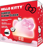 Hello Kitty Sunrise Alarm Clock with Color-Changing RGB LED Night Light – Ambient Lighting, Time/Date/Temperature Display, USB Powered w/Device Charging, Red