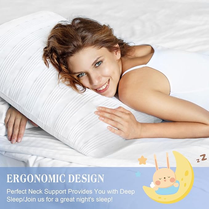 Meoflaw Cooling Pillows for Sleeping Standard Size Set of 2,Shredded Memory Foam Bed Pillow,Adjustable Loft Standard Pillow for Side & Back Sleeper-Medium Firm