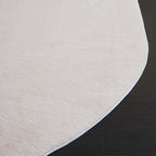 SAFAVIEH Washable Rug Faux Rabbit Fur Shag Collection - 5' x 7' Oval, Beige, Slip Resistant & Easy Cleaning, Ideal for Living Room, Bedroom, Kids Playroom, Nursery, Dining Space (FRF100B)