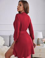 Ekouaer Women‘s Robes Lightweight 3/4 Sleeve Short Knit Bathrobe Soft Knee Length Sleepwear Robes with Pockets S-XXL