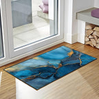 Blue Marble Area Rug 2x3 ft Entry Rug Washable Boho Rugs Non Slip Low Pile Floral Door Mat Small Carpet for Bedroom, Bedside, Kids Room, Office, Dining Room
