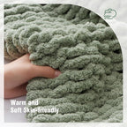 YJLMLY Chunky Knit Throw Blanket,60x80 Inch Heavy 6.8lbs, Hand Knit Chenille Couch Blanket, Soft Cable Knit Gift for Women Mom Wife, Modern Home Decor