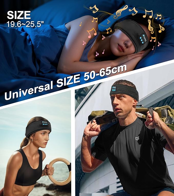 nine-tailed fox Sleep Mask Bluetooth Wireless Headphones Black for Women Men, Washable Sleeping Eye Mask for Side Sleeper, Soft Cotton Eye Music Covers for Travel Home