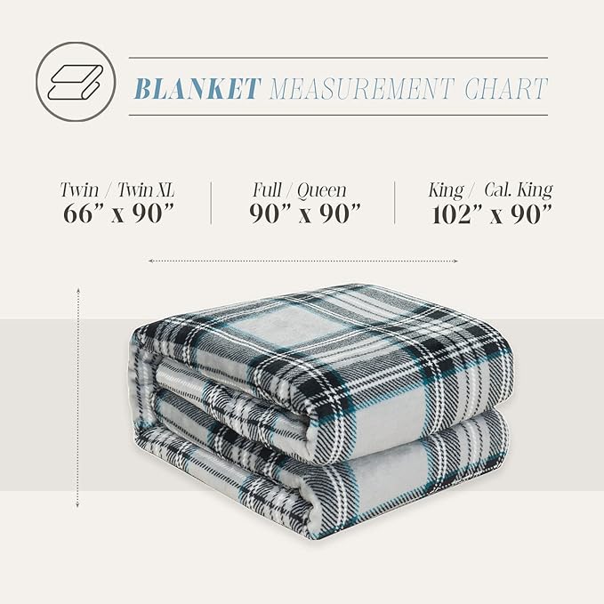 Elegant Comfort Luxury Velvety Feel Blanket, All-Season Lightweight Blanket, Ultra Plush, Soft, Cozy-Fuzzy Flannel Fleece for Couch, Sofa, Bed, Travel, Plaid Design, Twin/Twin XL, Silver Gray