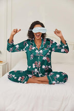 Ekouaer Women's Classic Button Down Long Satin Silk Pajama Set
