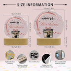 Customized Birthday Gifts Personalized Acrylic LED Night Light Lamp Crystal Ball Plaque Custom Photo Name Birthday Gifts for Mom Kids (Rose Gold and Black)