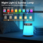 Sunrise Alarm Clock with Wake Up Light & White Noise Machine - 21 Soothing Sounds, 12 Color Dimmable Night Lights, Bluetooth Speaker, Digital Clock for Heavy Sleepers Adults/Kids