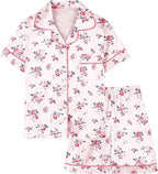 Girls & Womens Satin Pajamas Set, Silk Button-Down Sleepwear 2 Piece Nightwear, 3 Years - Women XXL