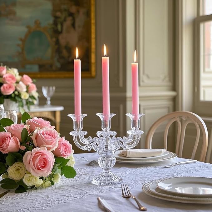 12 Pack 10 inch Pale Pink Taper Candles, Unscented Dripless Smokeless Candlestick Bulk for Home Dinner Wedding Romantic, 7-8 Hours Burn