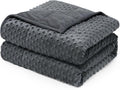 Wemore Minky Dot Weighted Blanket for Adults Queen Size 12 lbs, Soft Cozy Heavy Blanket for Bed and Couch, Breathable Blanket for All-Season with Glass Beads, Dark Grey 60 x 80 inches