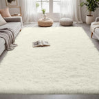 5x7 Area Rugs for Living Room Rug: Soft Fluffy Shag Cream White Rugs for Bedroom, Non-Slip Large Fuzzy Plush Rug Indoor Floor Carpet for Nursery Kids Boys Girl Room, Dorms, Playroom, Modern Home Decor