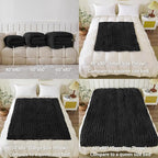 WESHIONGOO Chunky Knit Blanket Throw 51"×63" Knitted Throw Blankets for Couch Bed Fluffy Soft Blanket with Jumbo Chenille Yarn Thick 100% Handmade (Black)