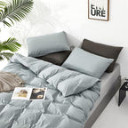 Luxlovery Blue Comforter Set King Dusty Blue Bedding Comforter Set Solid Bedding Set Breathable Blanket Quilts Modern Bedding Set for King Bed