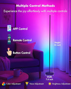 LED Corner Floor Lamp, 2-Pack Smart RGB Corner Lamp with APP & Remote Control, Floor Lamp Dimmable with 16 Million Colors, Music Sync, Standing Lamps for Living Room, Bedroom