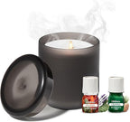 Lifelines Flameless Candle Aromatherapy Essential Oil Diffuser with 2 ClickWick Essential Oil Blends - Cordless & Waterless Diffuser for Home - Scented Electric Candles Blow Out Flame – Charcoal