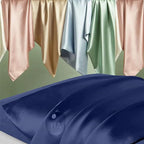 Silk Pillowcase for Hair and Skin, Mulberry Silk Pillow Cases Standard Size, Anti Acne Cooling Sleep Both Sides Natural Silk Satin Pillow Covers with Hidden Zipper, Gifts for Women Men, Navy Blue