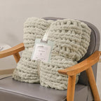bearberry Chunky Knit Throw Blanket 60x80 Inches Handmade, Soft Jumbo Chenille Yarn with Cable Rope Knot Design | Thick Cozy Large Blanket for Couch, Sofa, Bed & Living Room Home Decor | Green