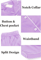 Ekouaer Womens Silk Satin Pajamas Set Short Sleeve Sleepwear Button Down Loungewear 2 Piece Pjs Shorts Set S-5X Plus Size