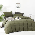 Luxlovery Green Comforter Set Full Army Green Bedding Comforter Set Olive Green Blanket Quilts Breathable Soft Minimalist Dark Green Comforters Set for Women Men Adults