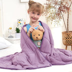 Purple Weighted Blanket Kids 5lbs, 36"x48", Cooling Heavy Throw Blanket for 20-40lbs, Microfiber Soft Thick Big Blankets Weighted Comforter Breathable Gift for Sleeping