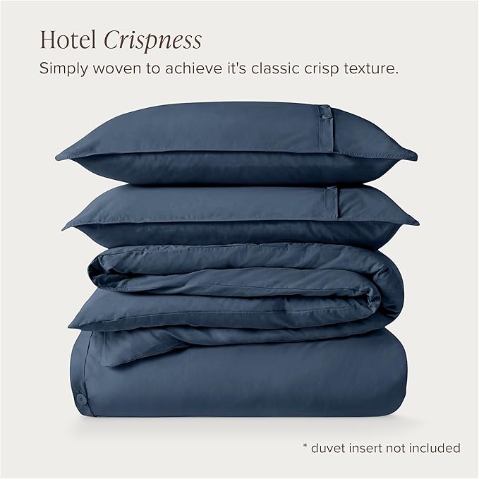 Bare Home 100% Organic Cotton Full Duvet Cover Set - Crisp Percale Weave - Lightweight & Breathable - Cooling Duvet Cover Set (Full, Bering Sea)