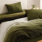 Luxlovery Green Gradient Velvet Comforter Full Fluffy Plush Flannel Bedding Set Full Men Women Army Green White Winter Warm Blanket Quilts Thick Abstract Modern Comforter Set
