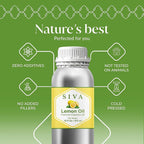 Siva Lemon Essential Oil - 16 Fl Oz – 100% Natural Lemon Oil - for Diffuser, Face, Skin Care, Aromatherapy, Hair Care, Scalp and Body Massage
