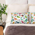 Imitation Silk Pillow Case for Hair and Skin Cute Cartoon Dinosaur King Size 1 Pack Satin Pillow Cases with Zipper Super Soft Pillow Cover for Women Bed Sleeping, 20x36 Inches