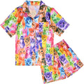 QPANCY Kids Satin Pajamas Sets Baby Boy Girl Button-Down Silk Sleepwear 2 Piece Short Sleeve Loungewear Clothes Set