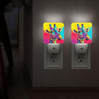 Giraffe Night Lights Plug Into Wall, Modern Playful Colorful Patterns Abstract Shapes None Peach Smart Outlet Plug in Led Night Light Lamp for Living Room Family Room Bedroom Decor 2pcs