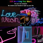 JIGUOOR EL Wire Battery Pack 9.8ft / 3m Bright Neon Light Strip 360° Illumination Neon Tube Rope Lights for DIY, Festival, Party Decoration, Pub, Halloween, Chrismas (9.8ft / 3m, Pink)