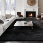 Ultra Soft Shag 8x10 Black Area Rug – 8x10 Rugs for Living Room, Non-Slip, Fluffy Plush Large Carpet, Shaggy Furry Rug for Bedroom, Dorm, Kids and Girls Room, Nursery, Home Office Décor