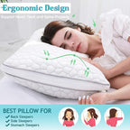 Shredded Memory Foam Pillows 1 Pack, Rayon Derived from Bamboo Pillow Queen Size Set of 1, Cooling Gel Pillows for Sleeping, Adjustable Pillow for Side Stomach and Back Sleepers with Washable Cover