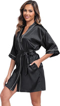 Women Satin Robes Short Silk Kimono Robe Lightweight Bridal Party Robes Bride Bridesmaids Ladies Loungewear Sleepwear
