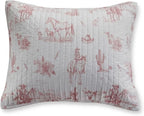 Rod's Dusty Rose Pink Cowgirl (Sham)-Vintage Western Cowgirl-Pink and White-Standard Sham Size (20x26in.)-Reversible-Cotton