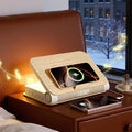 Vivilumens Alarm Clocks Wireless Charger Bluetooth Speaker Loud Sunrise Bedside Lamp for Heavy Sleepers Adults with Book Shape Wake Up Light for Bedroom Home Decor （Wooden Grain）