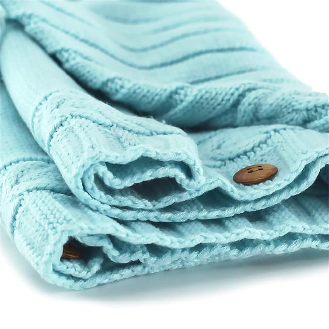 XMWEALTHY Newborn Baby Wrap Swaddle Blanket Knit Sleeping Bag Receiving Blankets Stroller Wrap for Baby Sky Blue 0-6 Month