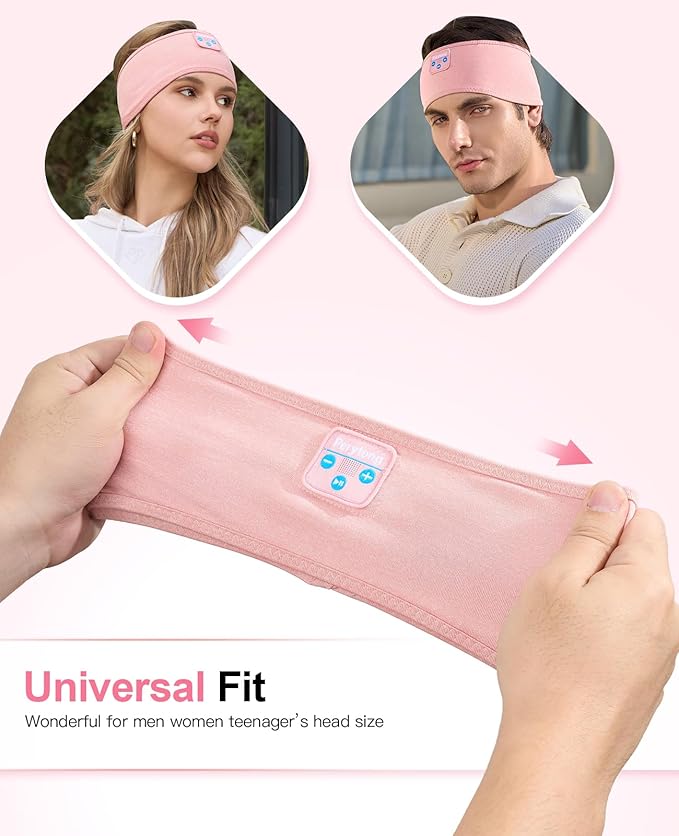Sleep Headphones Bluetooth 5.4 Headband, Wireless Sleeping Headphones for Side Sleepers, Ultra-Thin HD Stereo Speakers, Over-Ear Headphones Sports Headband Sleep Mask for Sleeping Travel Airplane